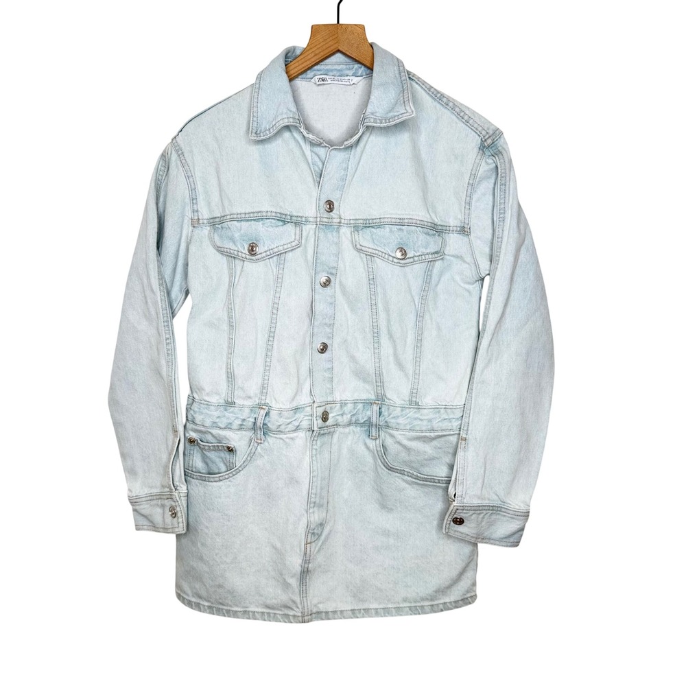 Zara Denim Mini Dress Womens Medium Festival Cowgirl Y2K Streetwear minimalist